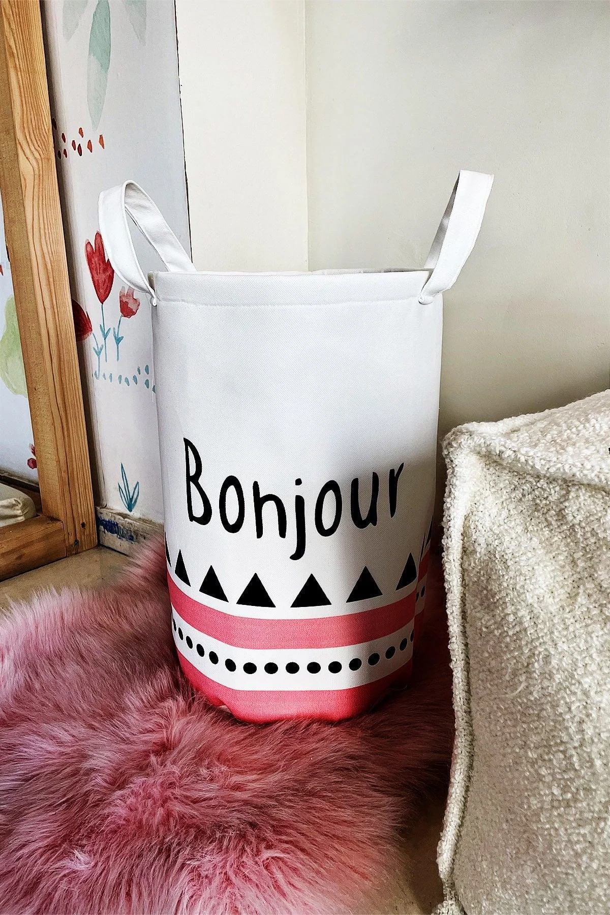 Sturdy laminated fabric storage basket 40 x 50 cm