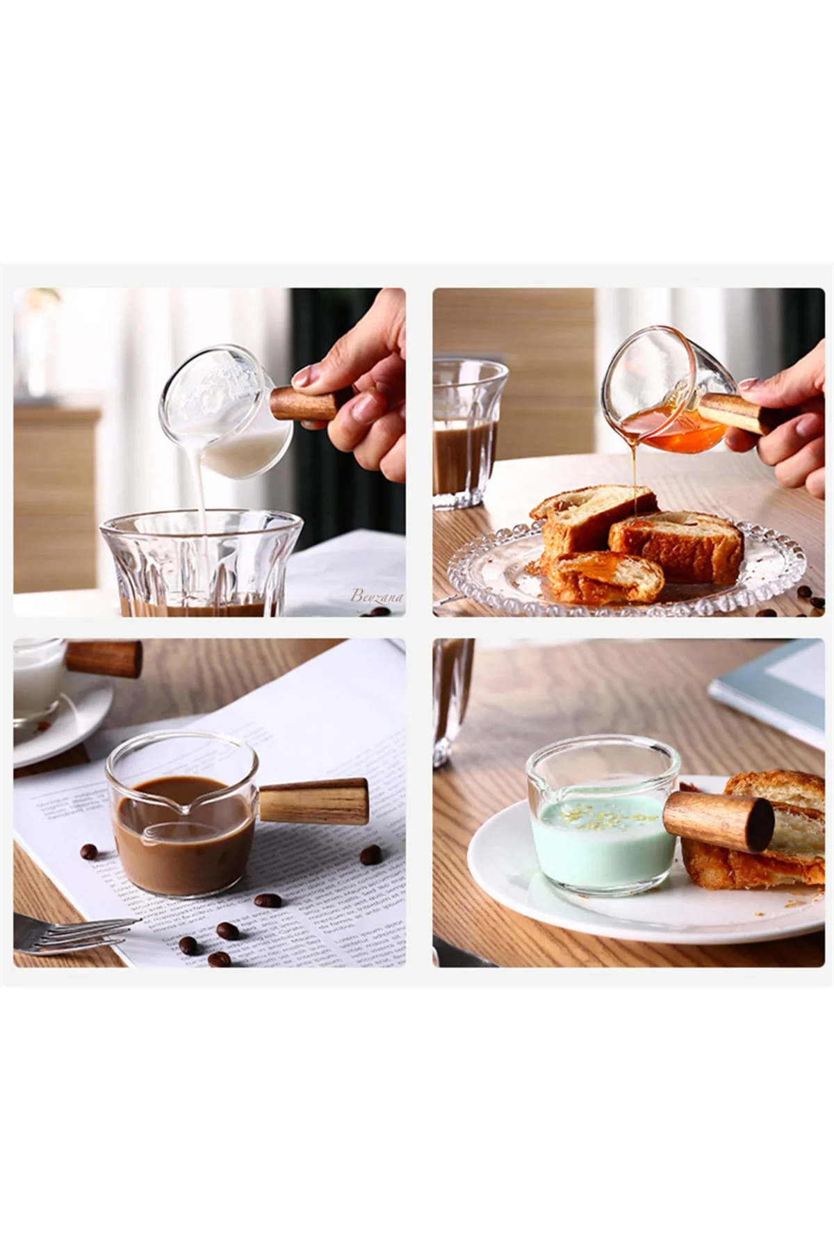 Borosilicate Glass Measuring Cup with Wooden Handle