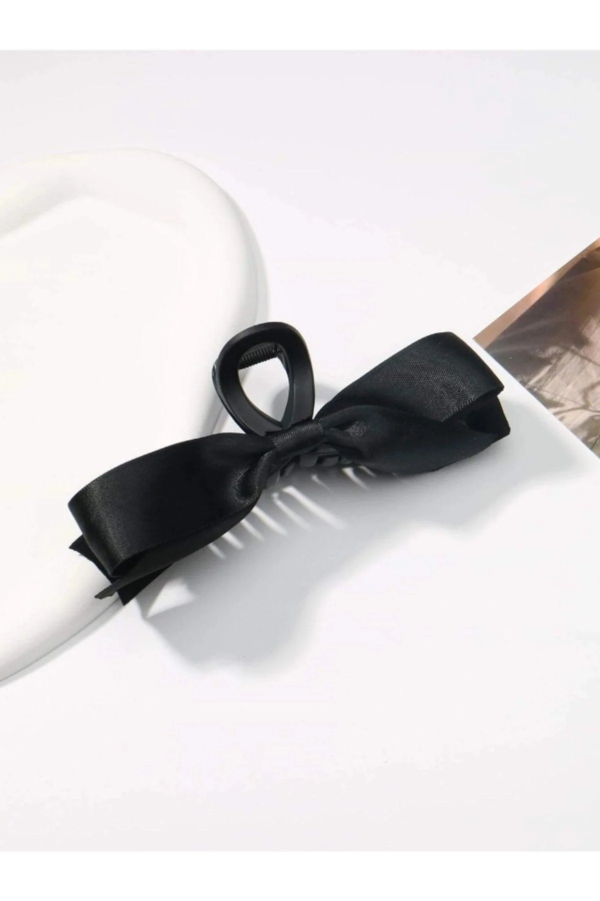 Medium black ribbon bow latch buckle for hair accessories