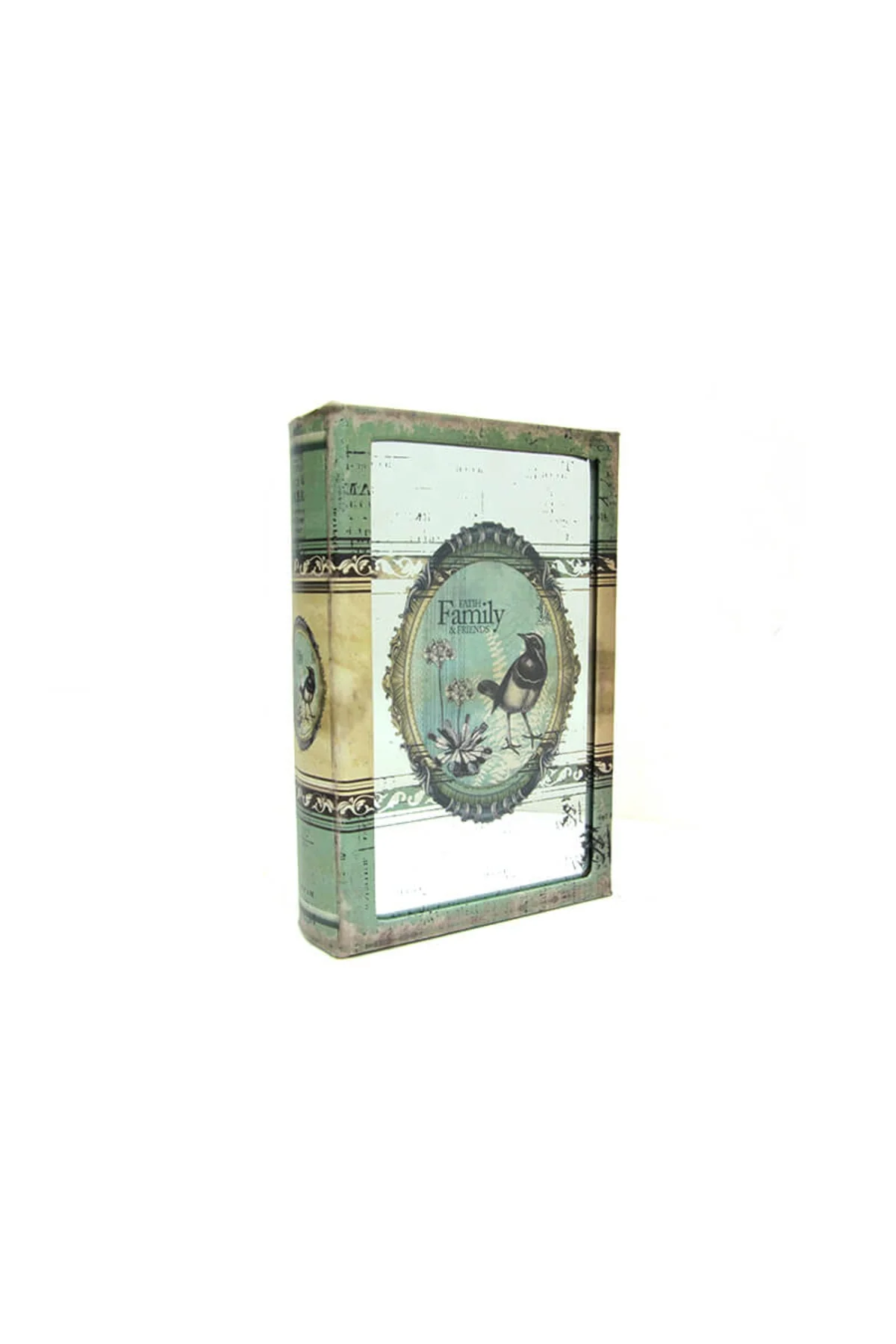 Wooden bird-patterned mirrored box