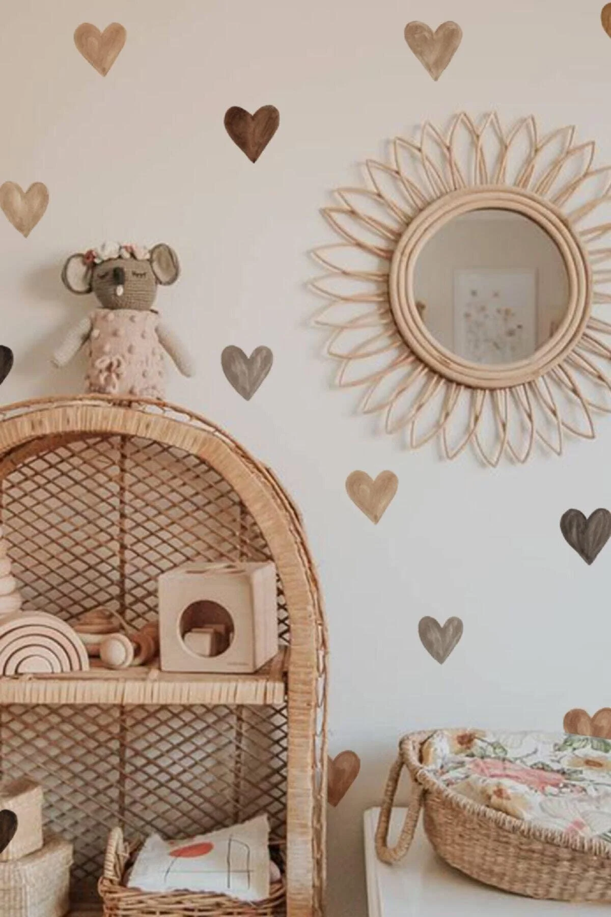 100cm x 50cm Brown Hearts Wall Stickers – Peel-and-Stick Decorative Set