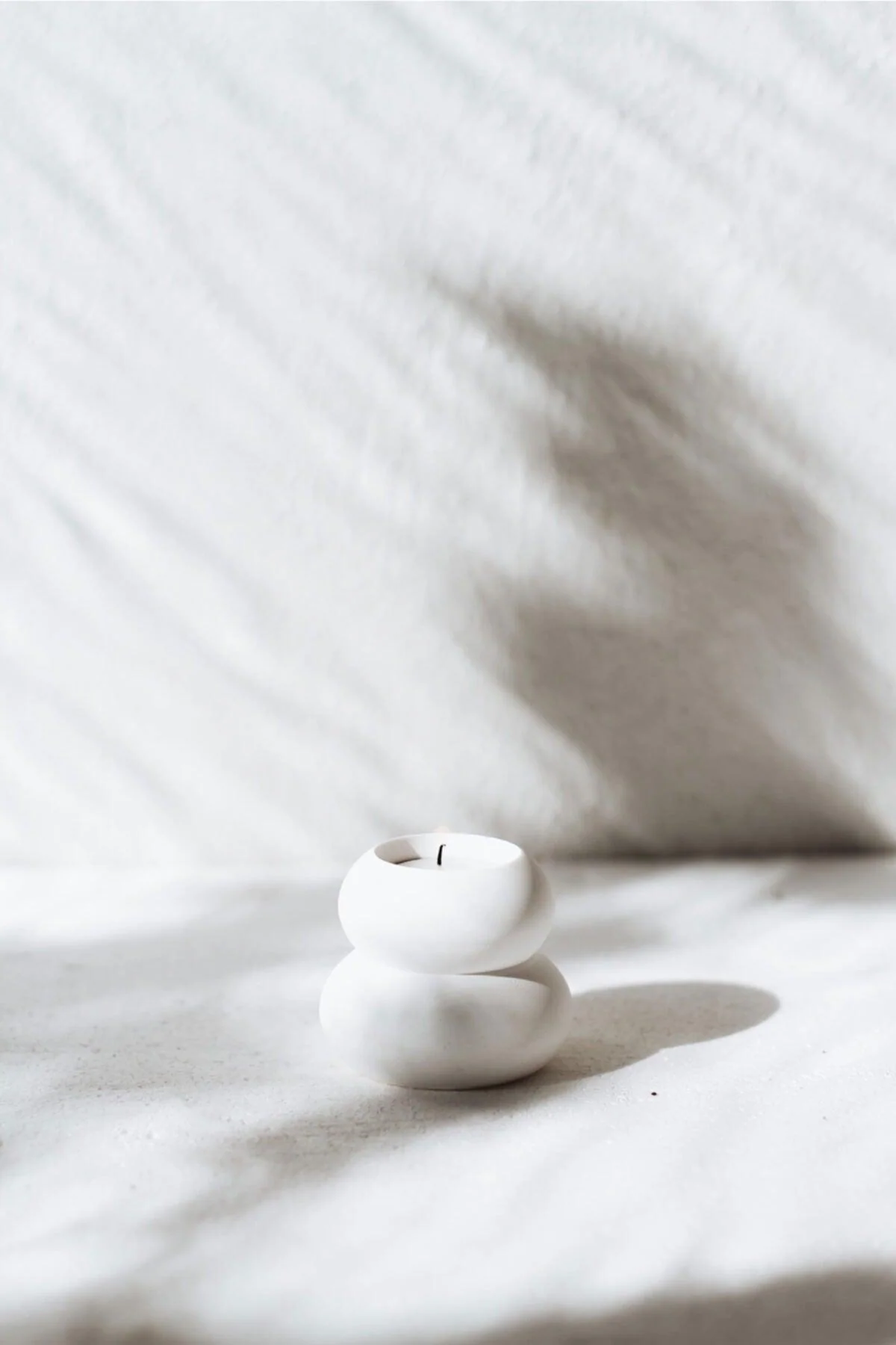 Concrete tealight candle holder with minimalist white finish