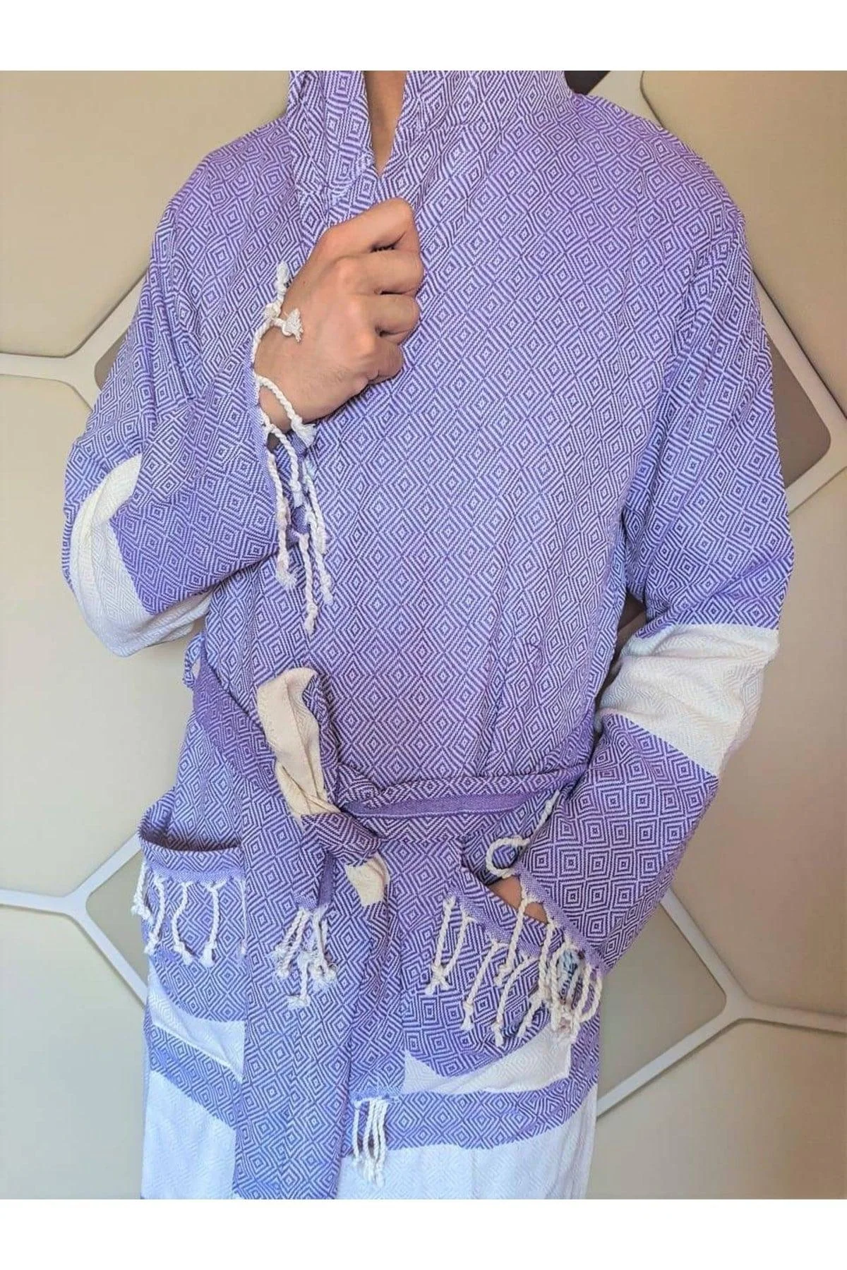 100% cotton robe with diamond pattern 180 cm