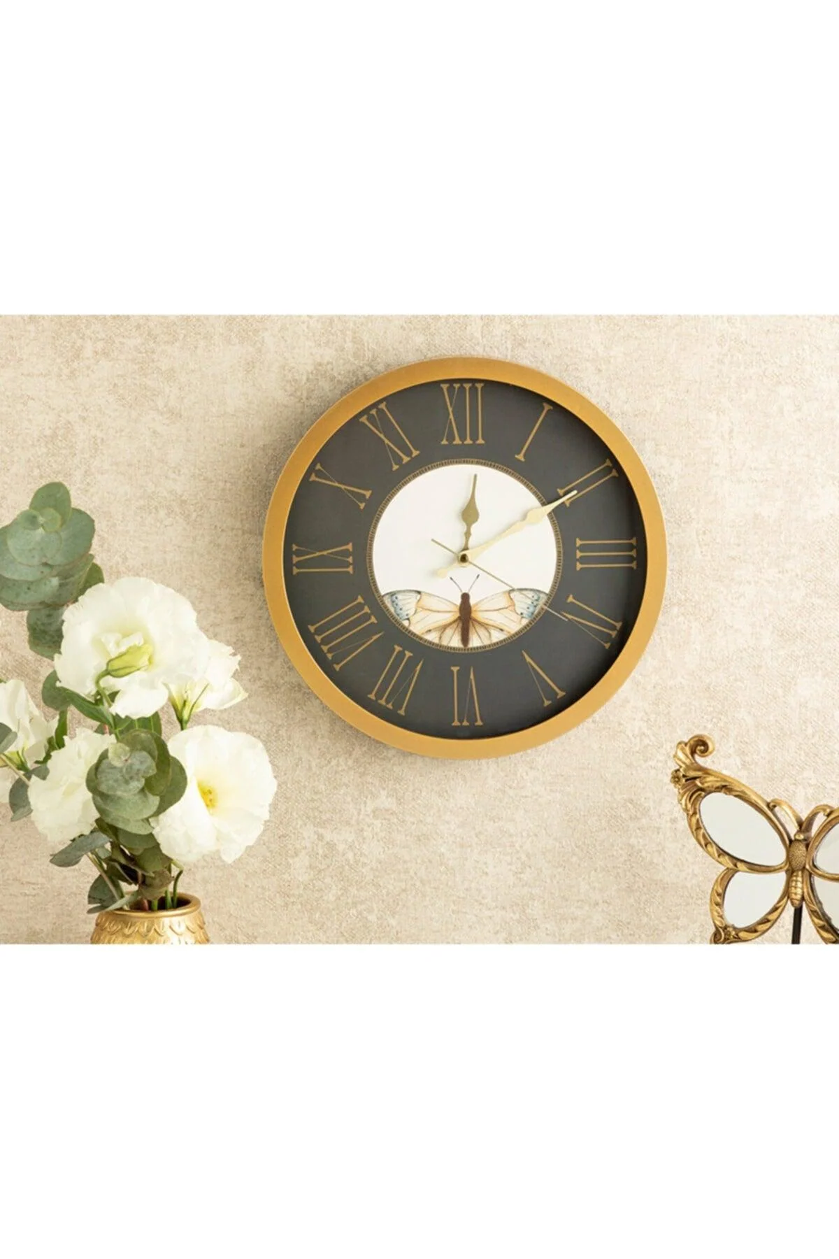Brown Butterfly Valley Decorative Wall Clock