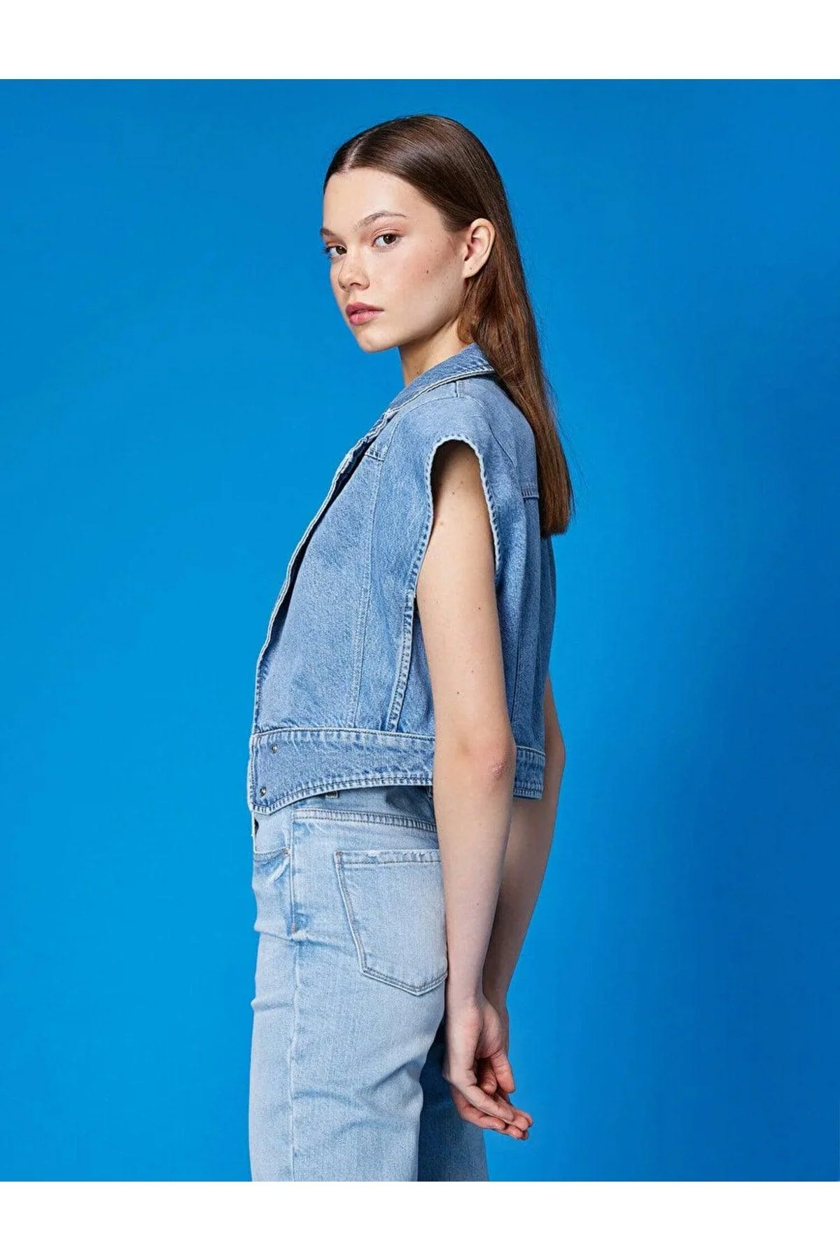 Women’s Button-Up Denim Jacket – 100% Cotton
