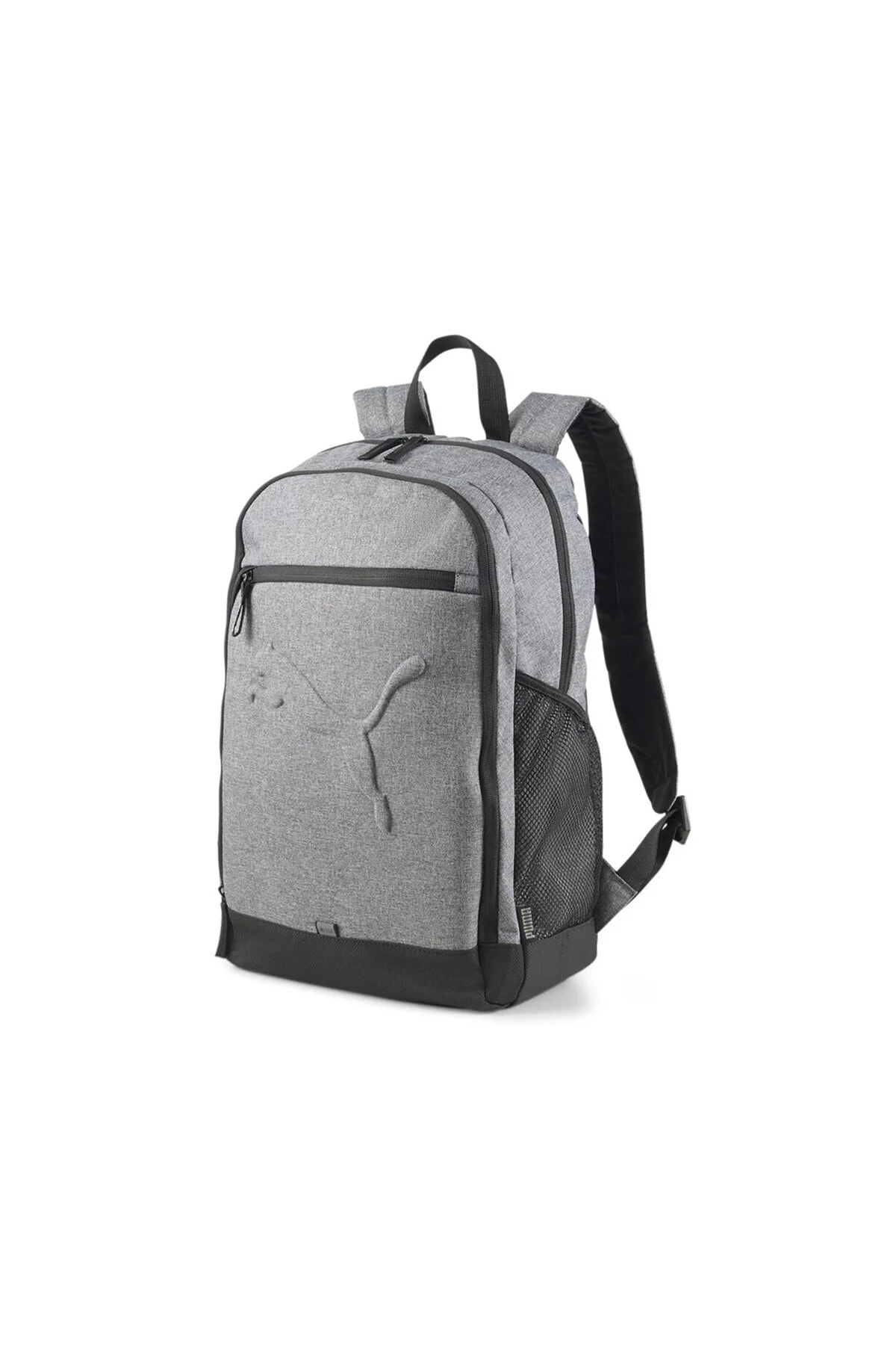 Gray unisex backpack with 26-liter capacity and 3D logo