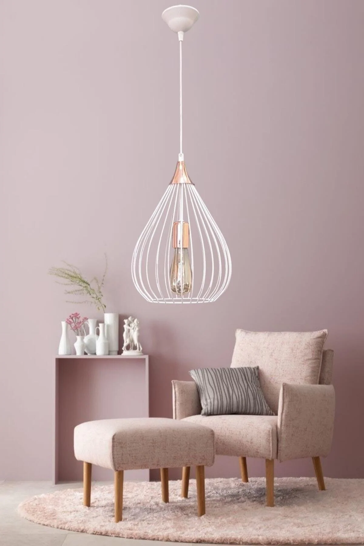White Cage Single Pendant Chandelier for Modern Interiors