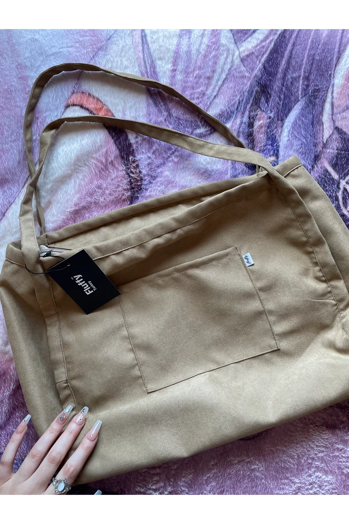 Large zippered tote bag with outer pockets for sports, school and daily use