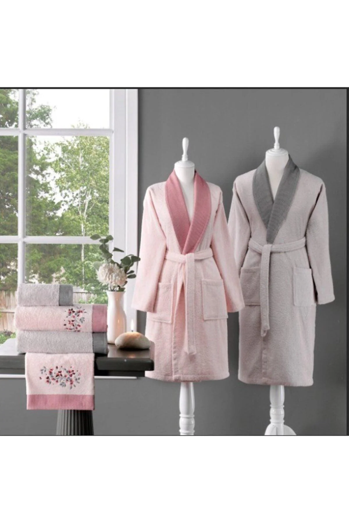 100% cotton family bathrobe set with towels