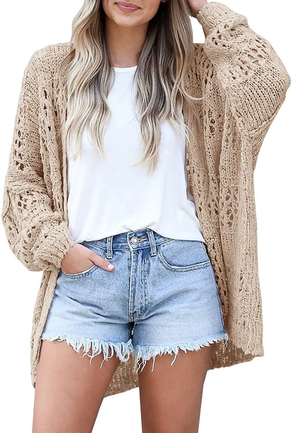 Casual Long Sleeve Open Front Cardigan