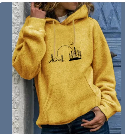 Casual Solid Color Loose Pullover Hoodie for Students