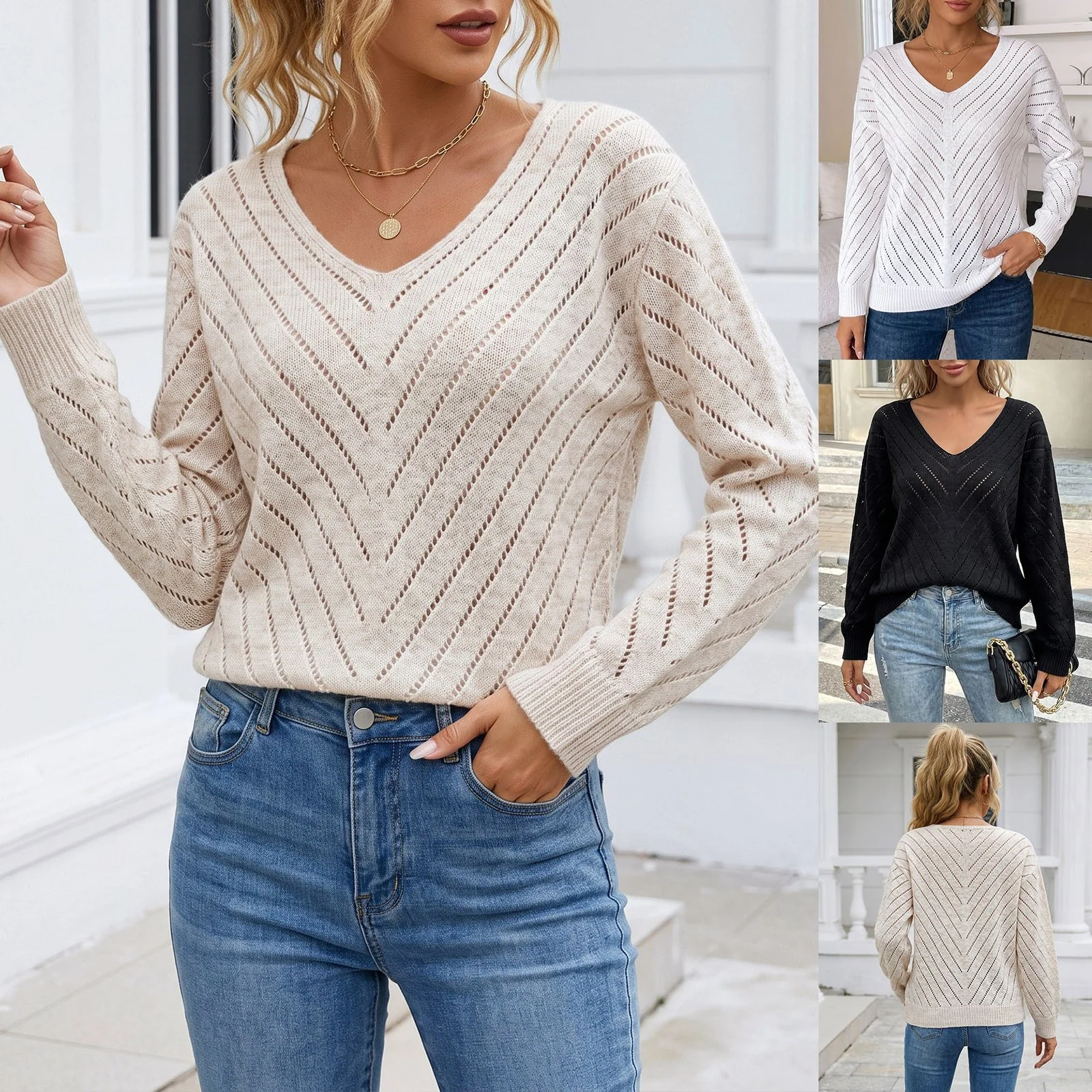 Casual Women's Long Sleeve Pullover Sweater