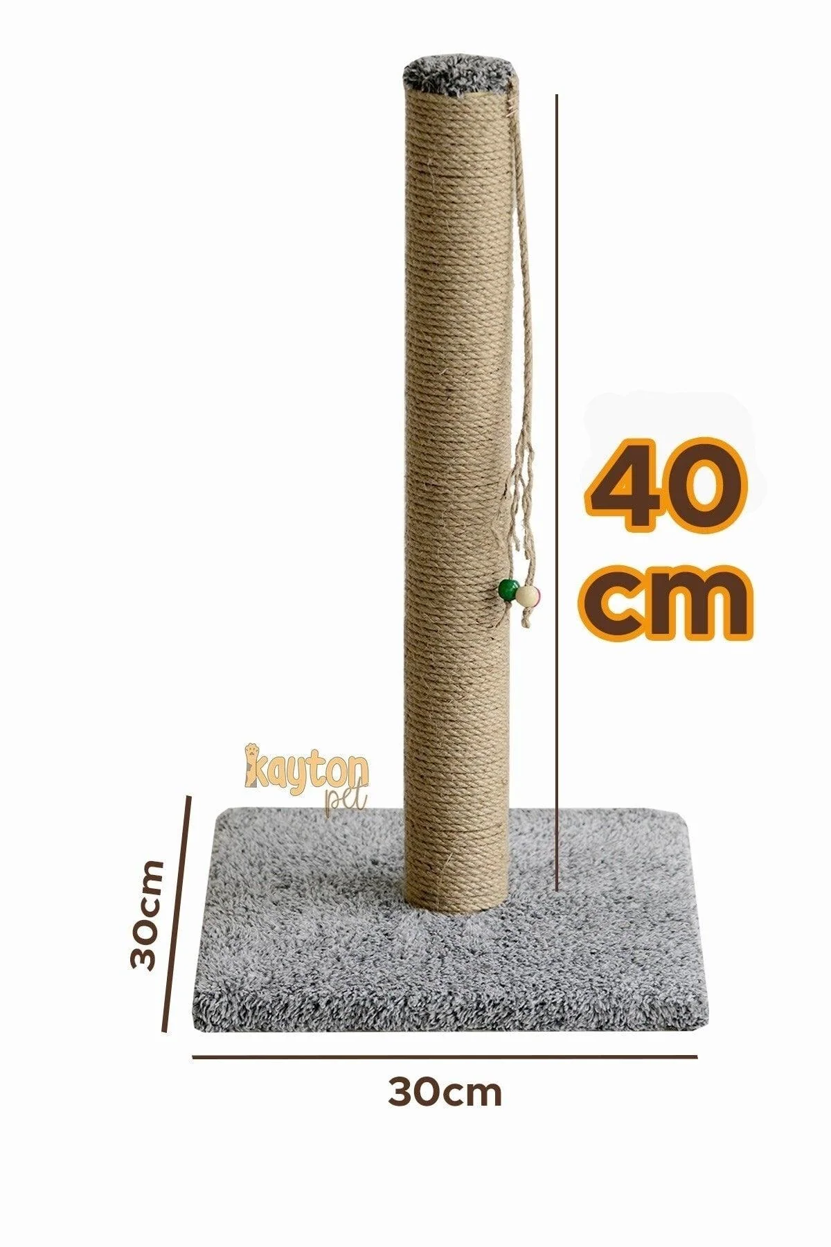 Gray cat scratching board with natural jute rope