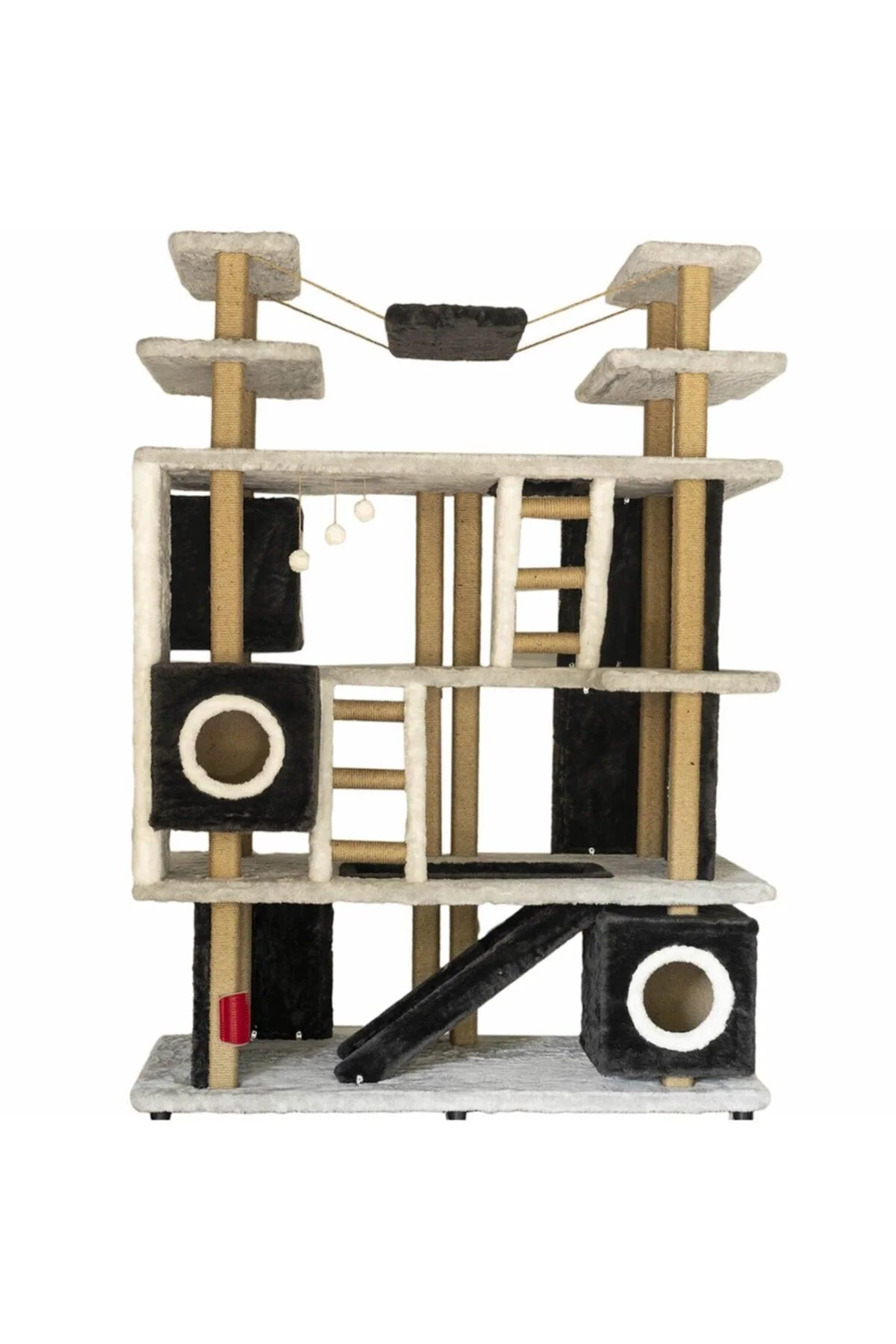 Cat scratching playhouse with natural materials 205cm