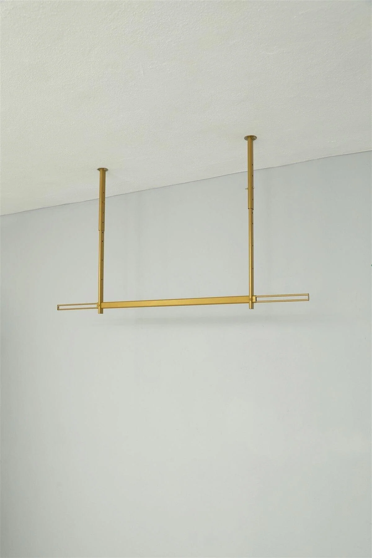 Ceiling-mounted adjustable service stand with gold finish