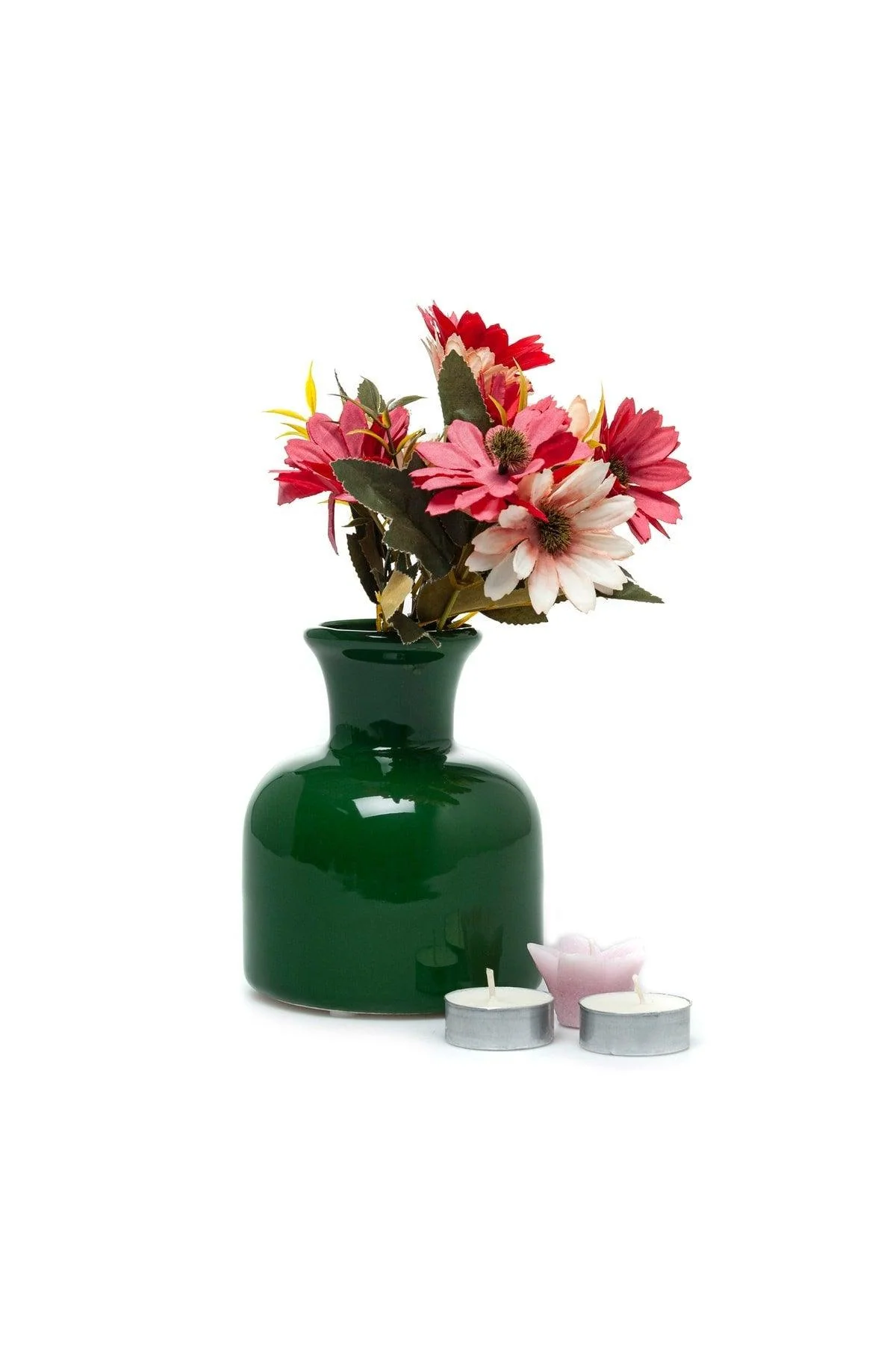 Green ceramic vase with stopper 20x13 cm