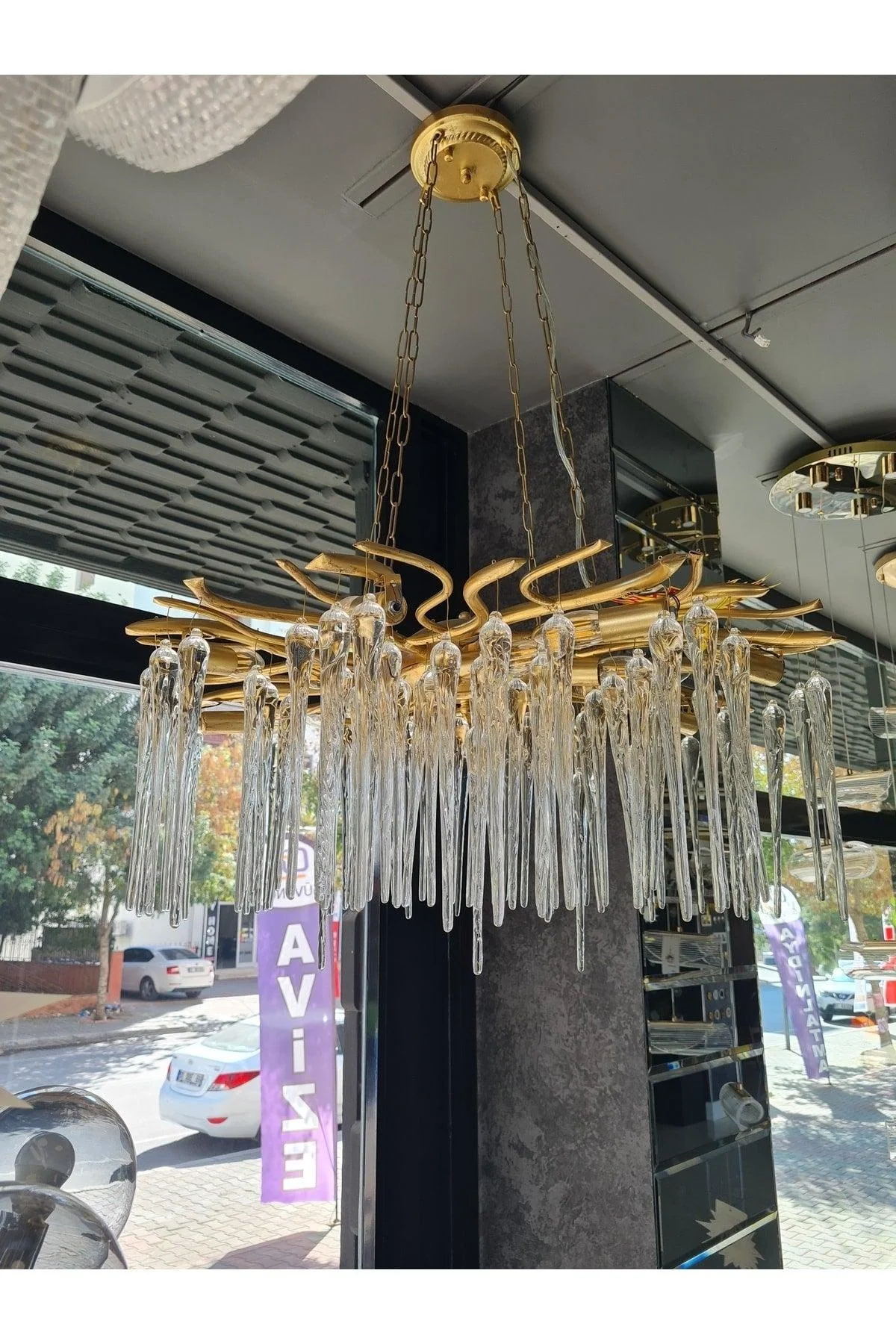 Handmade crystal casting chandelier, 135 cm width