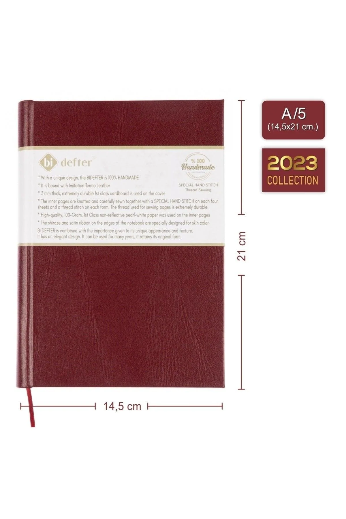 Handmade Checkered Notebook with Leather Cover