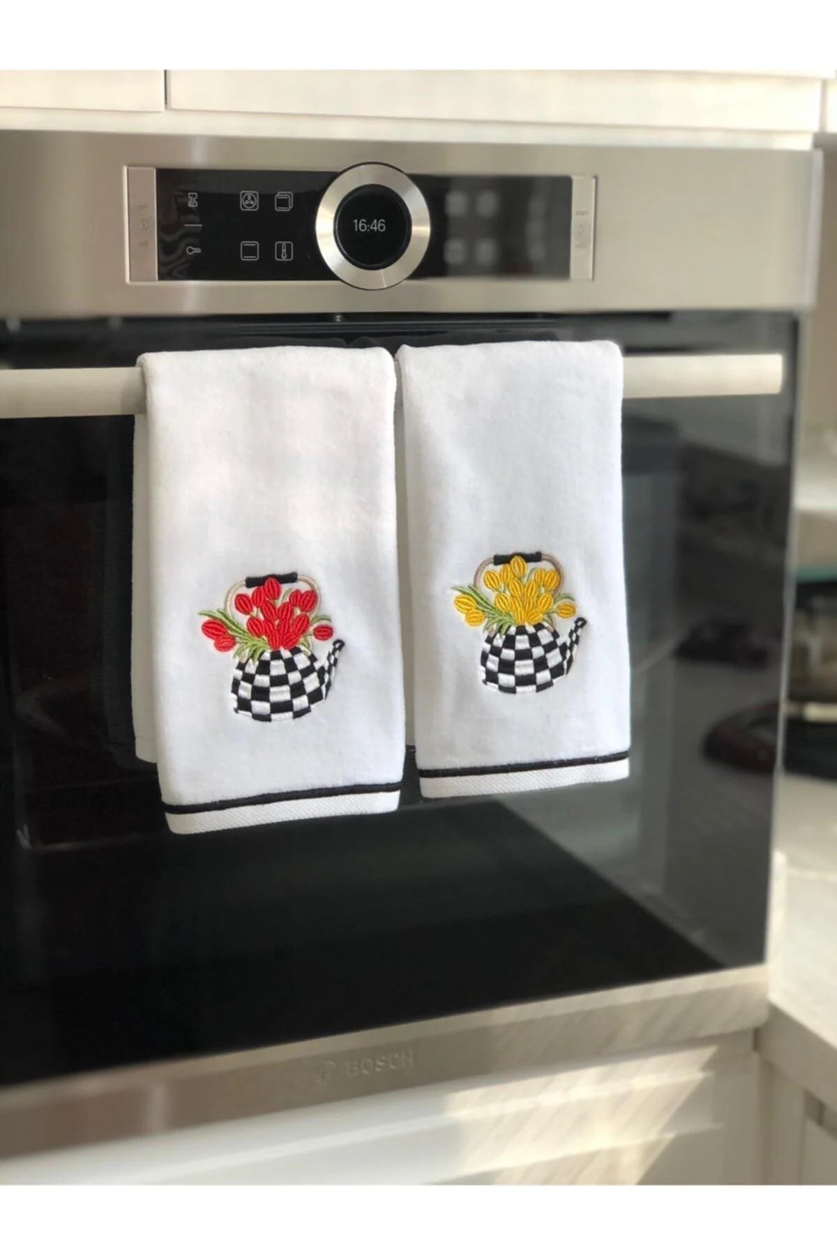 Set of 2 Checkered Cotton Kitchen Towels – 30×50 cm