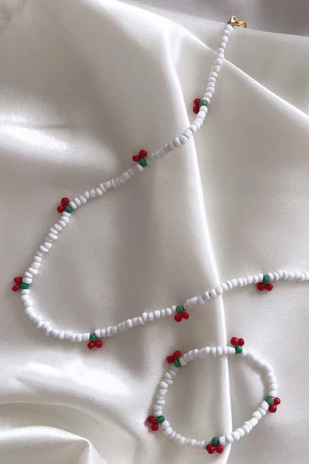 Sand bead necklace and bracelet set with 40 cm length