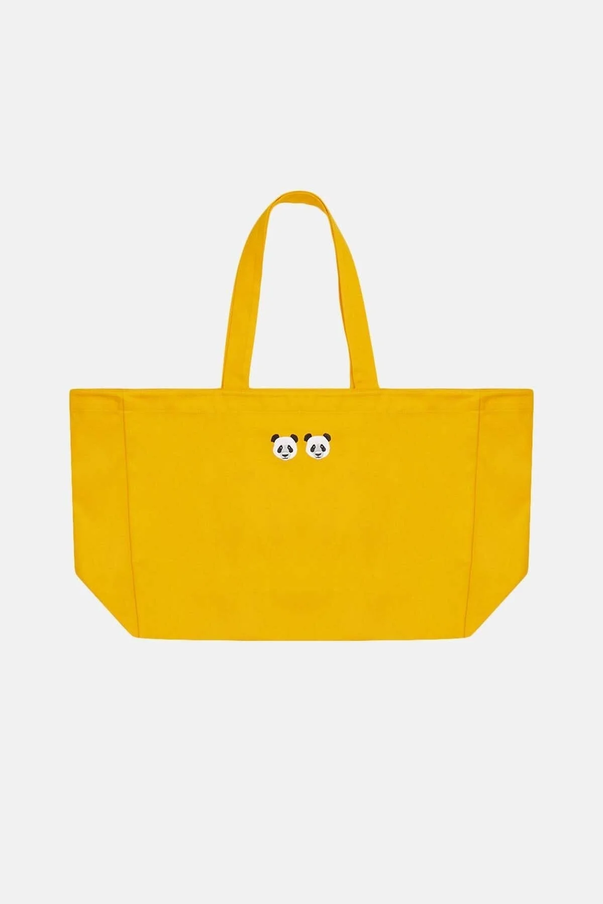 Yellow cotton gabardine beach tote bag with bellows design