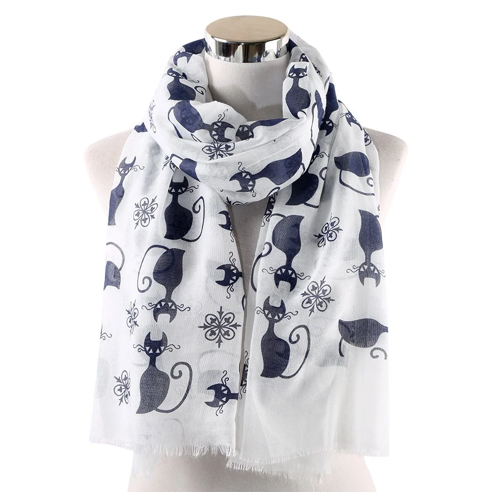 Chic Cat Print Scarf
