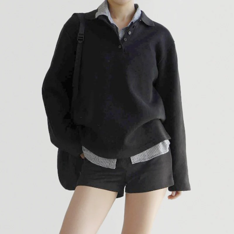 Chic Contrast Stitching False Two-Piece Sweater