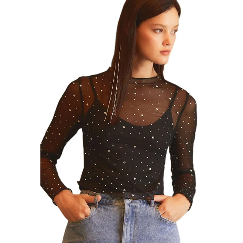 Chic Grid Long Sleeve Round Neck Slim Pullover Top