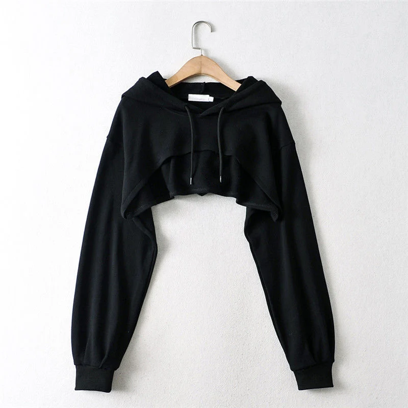 Chic Irregular Cropped Long-Sleeve Top