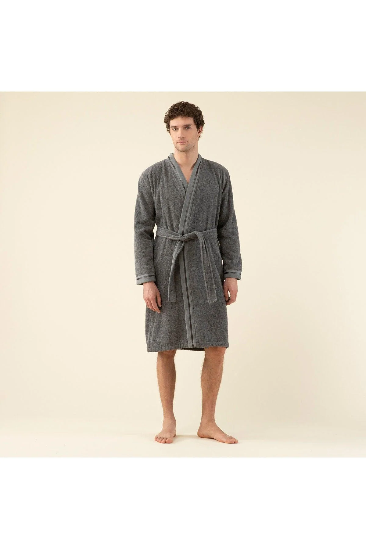 Anthracite 100% cotton men's bathrobe for everyday luxury