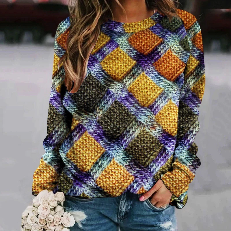 Chic Patchwork Raglan Long Sleeve Women's Sweater