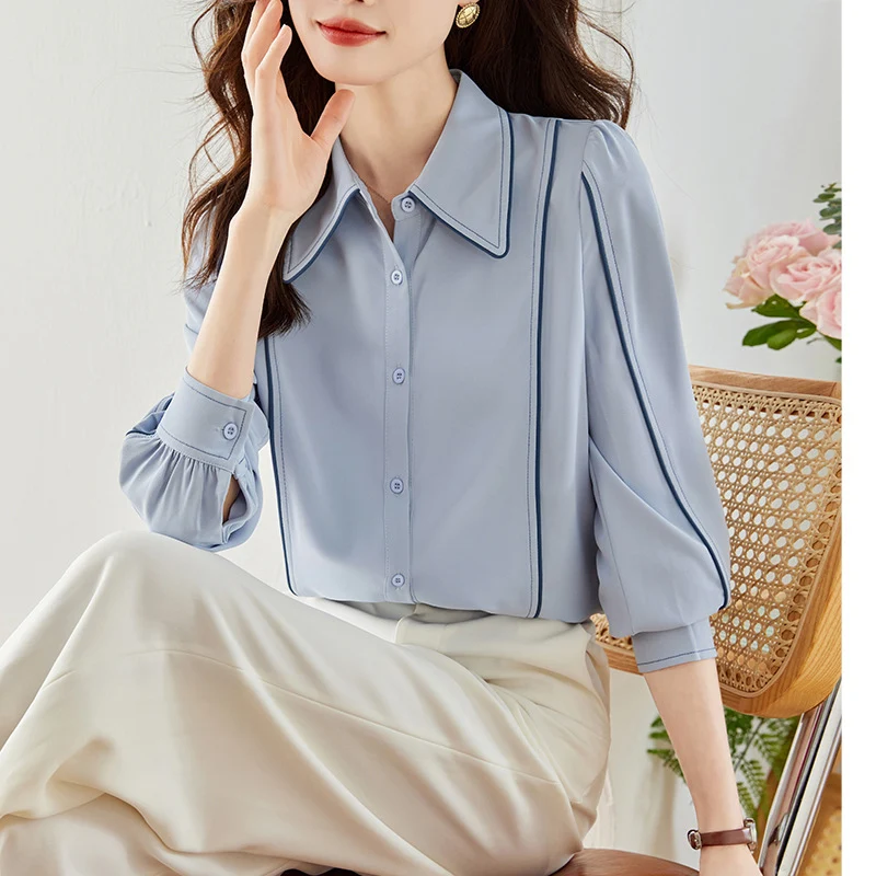 Chic Plus-Size Chiffon Autumn Blouse