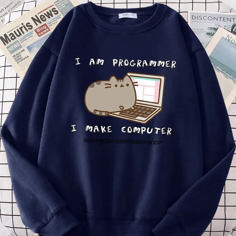 Chic Printed Long Sleeve Loose Pullover Sweatshirt