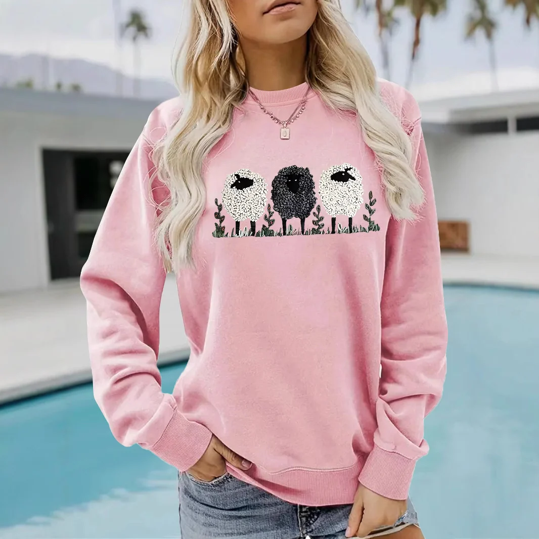 Chic Round Neck Printed Cashmere Pullover Sweater
