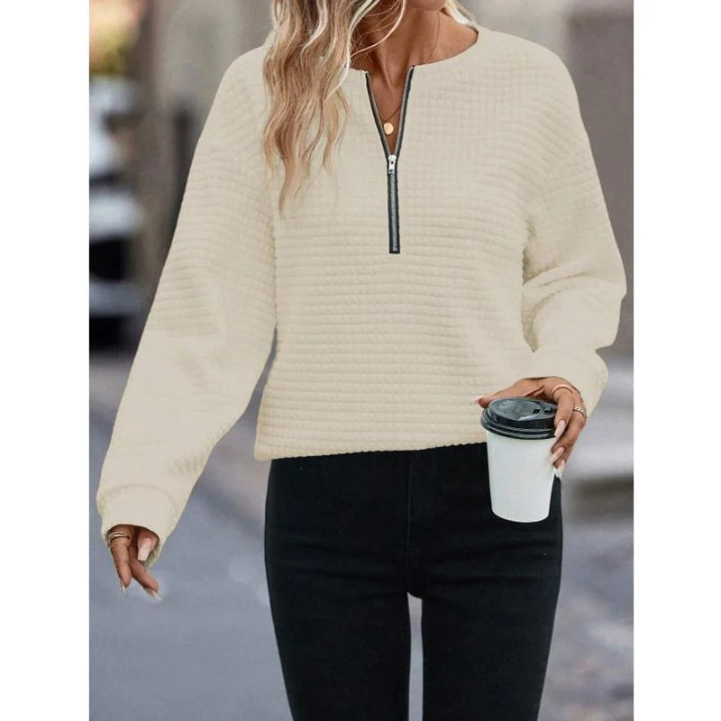 Chic Solid Color Long Sleeve Women's Pullover Sweater