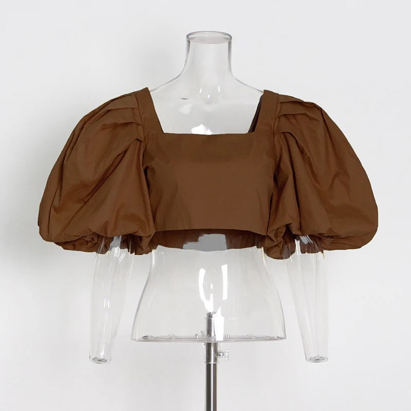 Chic Square Collar Bubble Sleeve Top