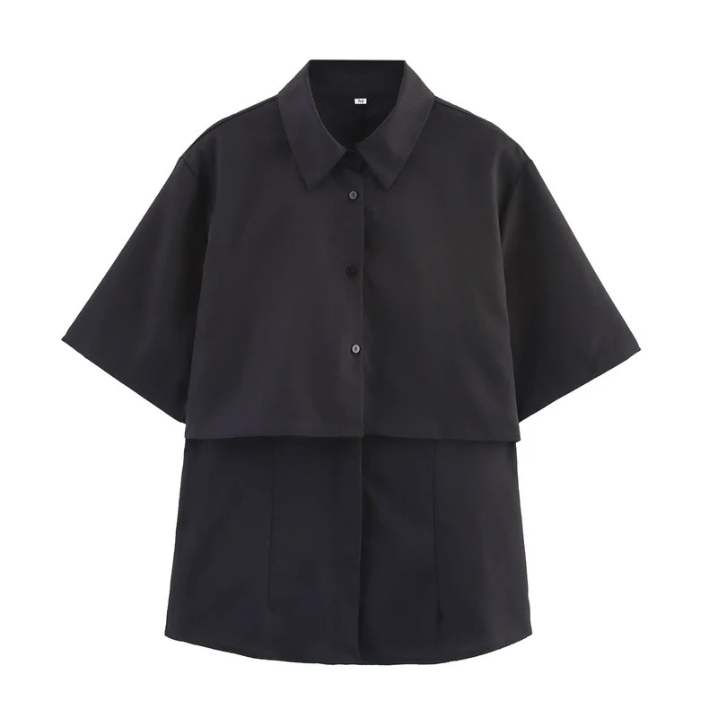 Chic Two-Layer Short-Sleeve Lapel Casual Shirt