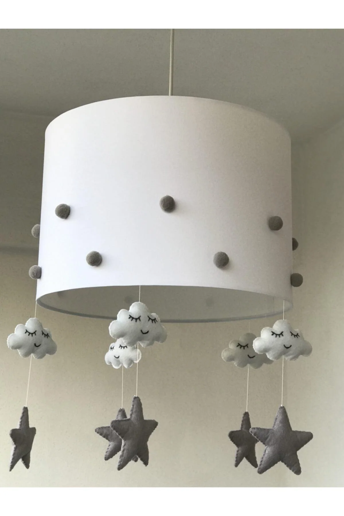 Large cotton fabric pendant lamp for children's rooms