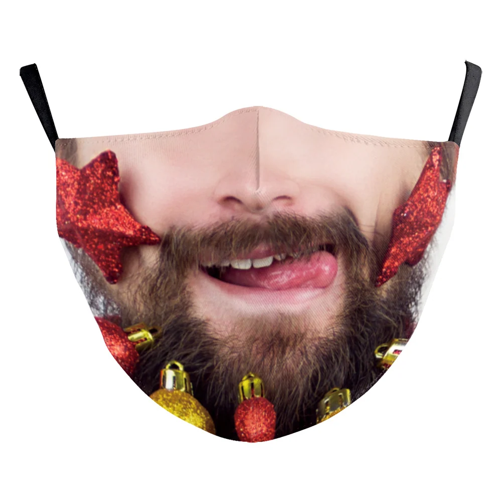 Christmas Beard Digital Printing Face Mask
