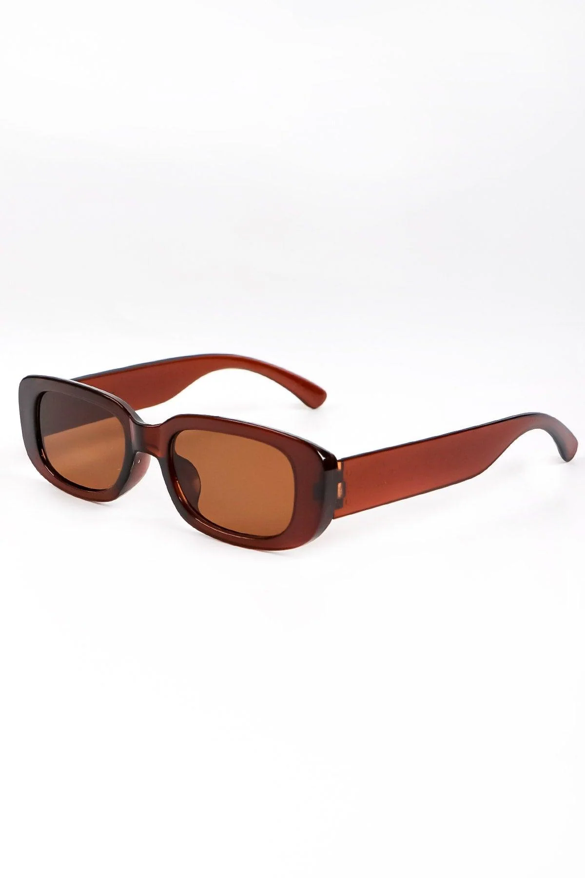 Brown Rectangular Sunglasses with UV400 Protection