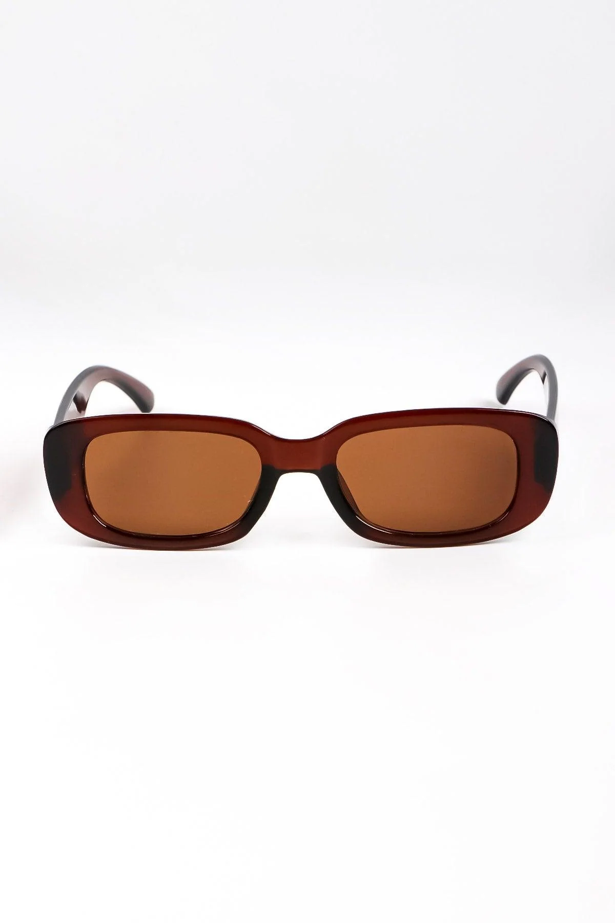 Brown Rectangular Sunglasses with UV400 Protection