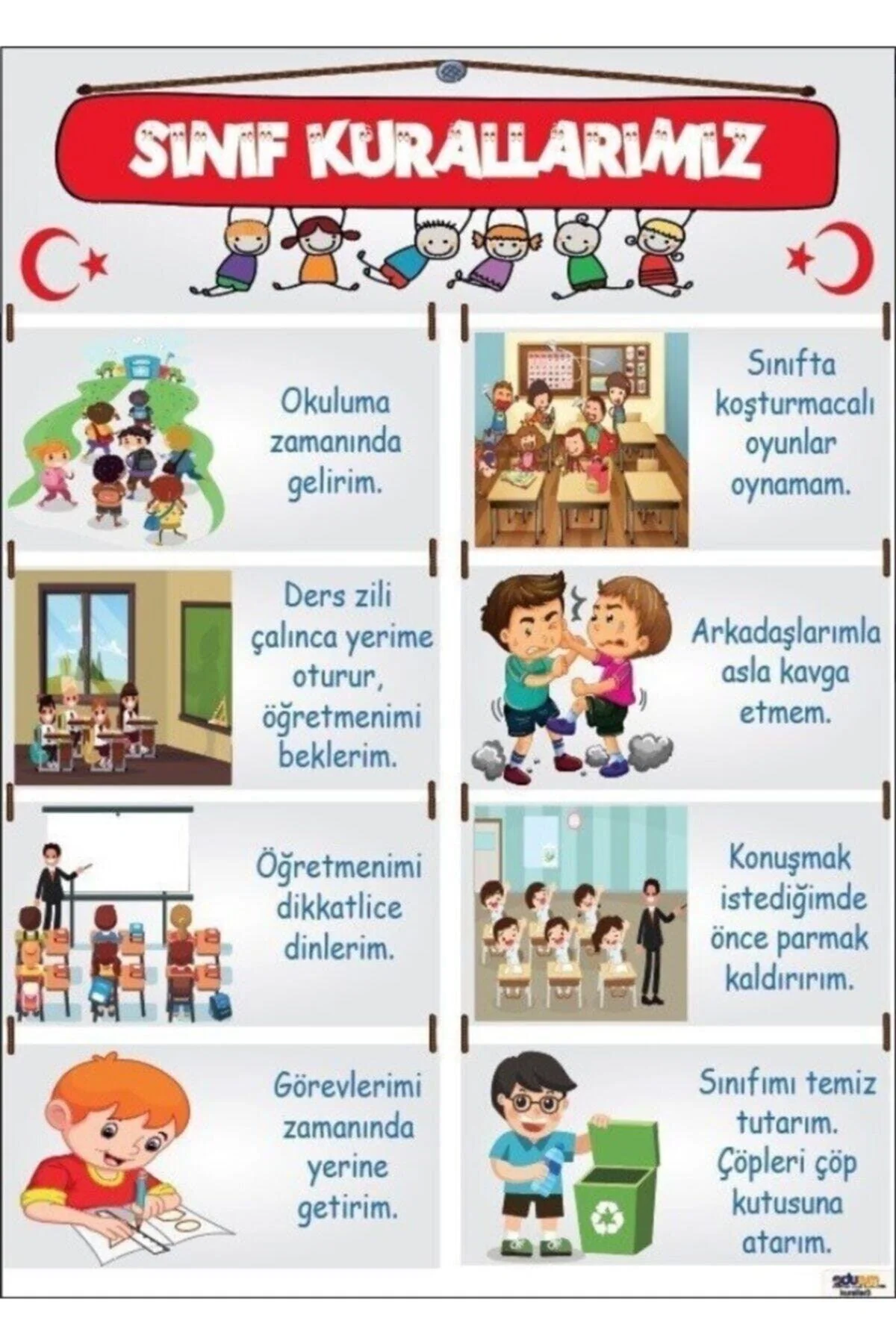 Adhesive classroom rules poster 50x70 cm