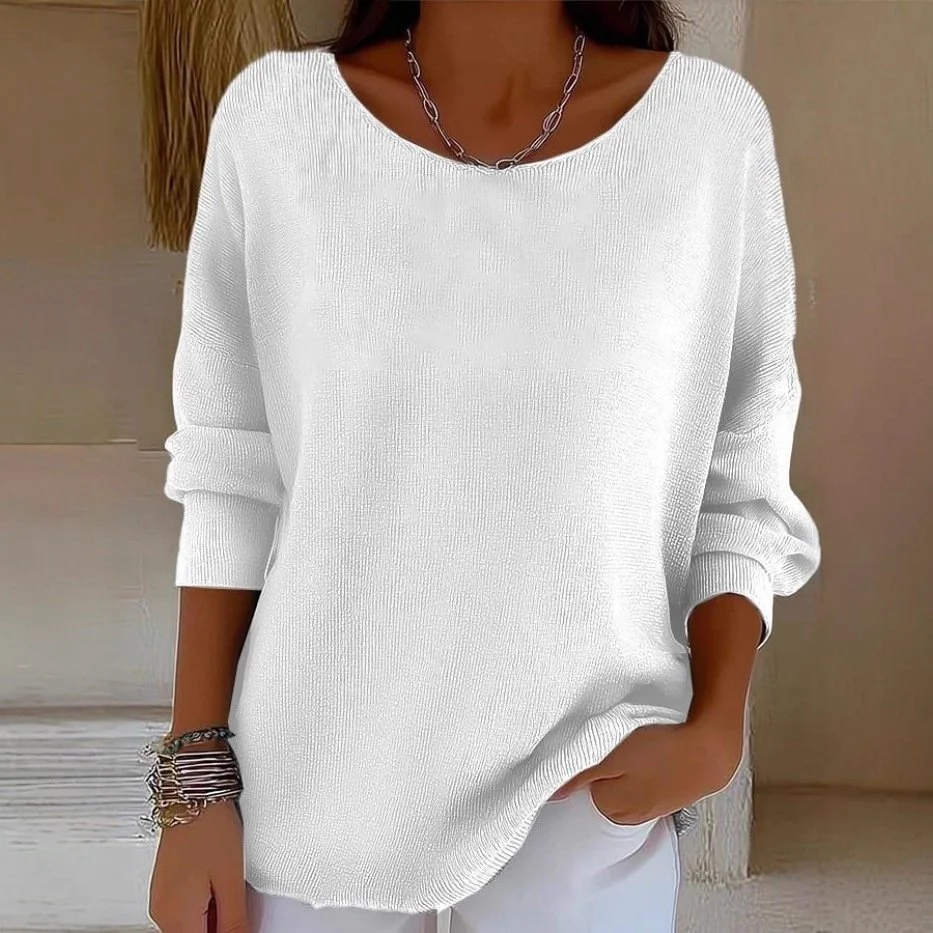 Classic Solid Crew-Neck Long-Sleeve Pullover
