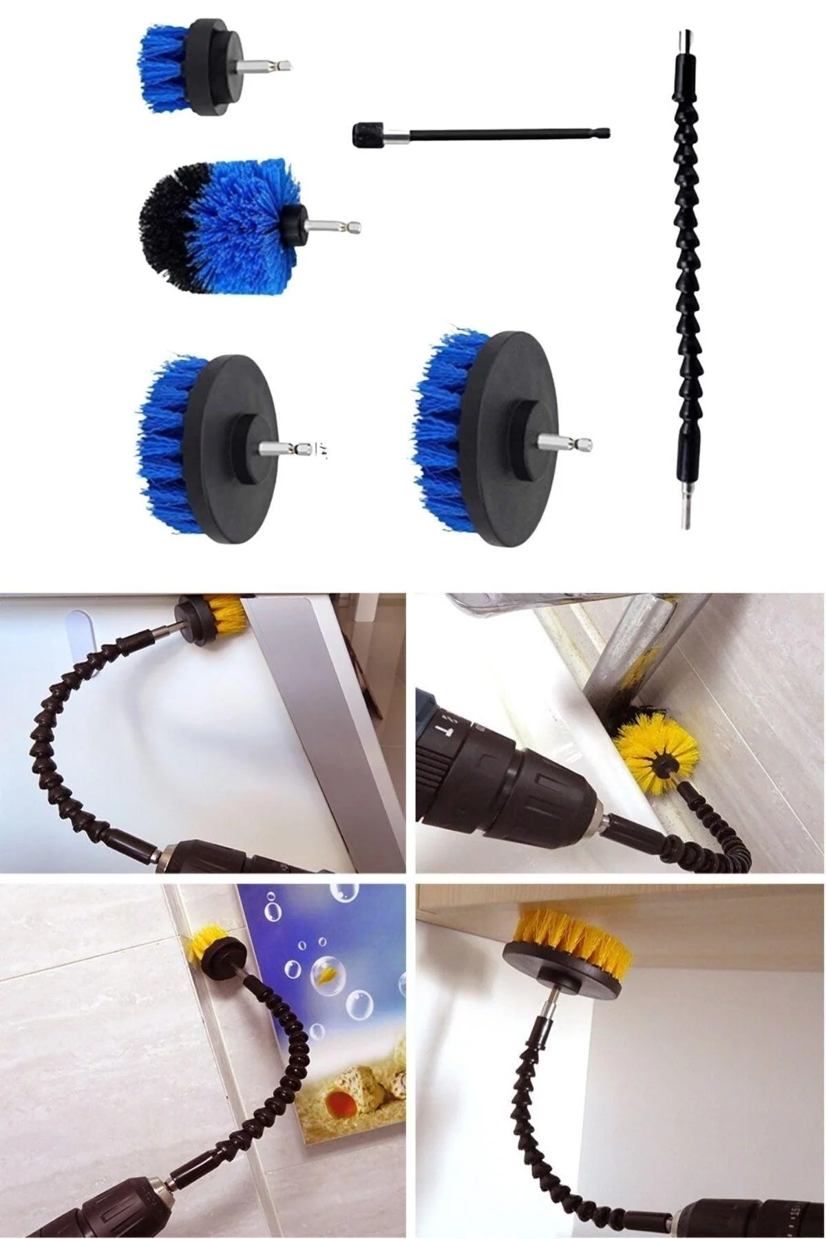 6-Piece Drill Attachment Cleaning Brush Set for Detailed Cleaning