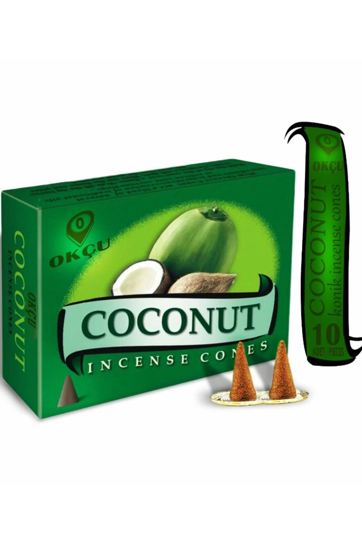 Coconut Conical Incense Sticks – 10 Pack with Metal Holder, 35‑Minute Burn