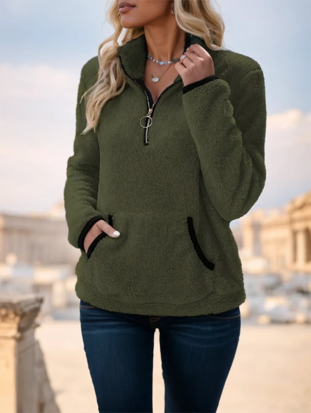 Color Block Pullover Sweatshirt
