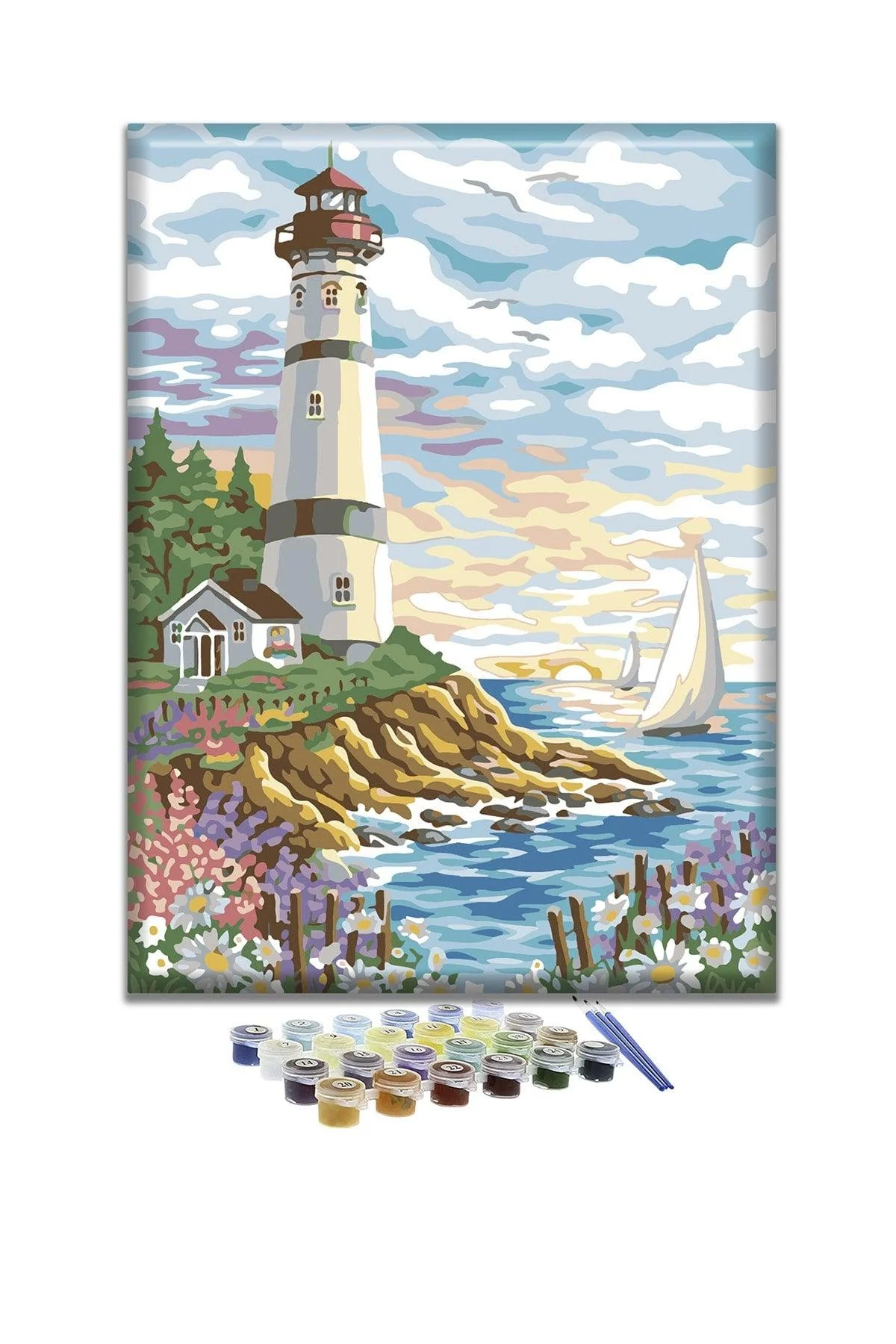 Lighthouse Color‑by‑Number Kit – 40×50 cm Stretched Canvas