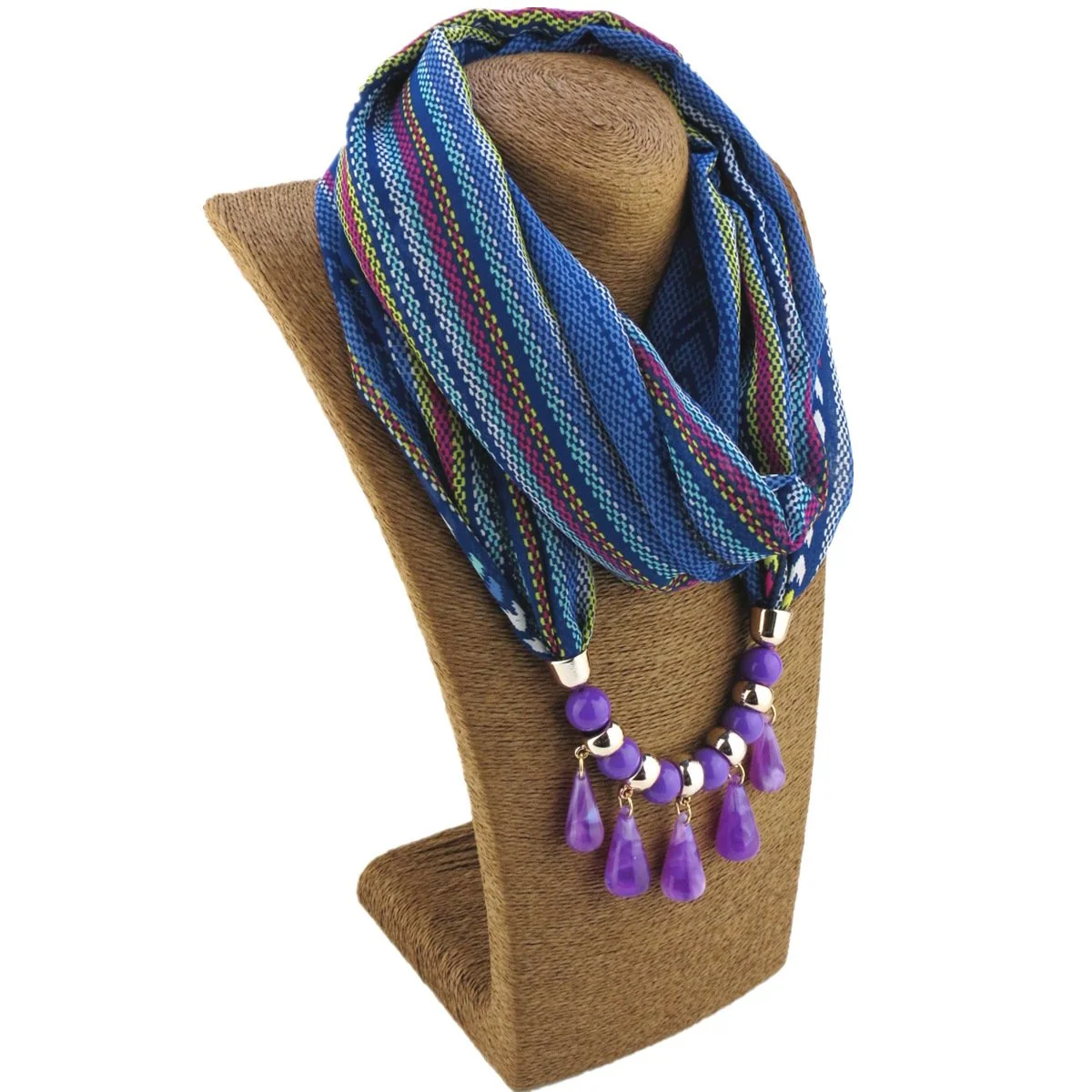 Colorful Grid Water Drop Beads Necklace