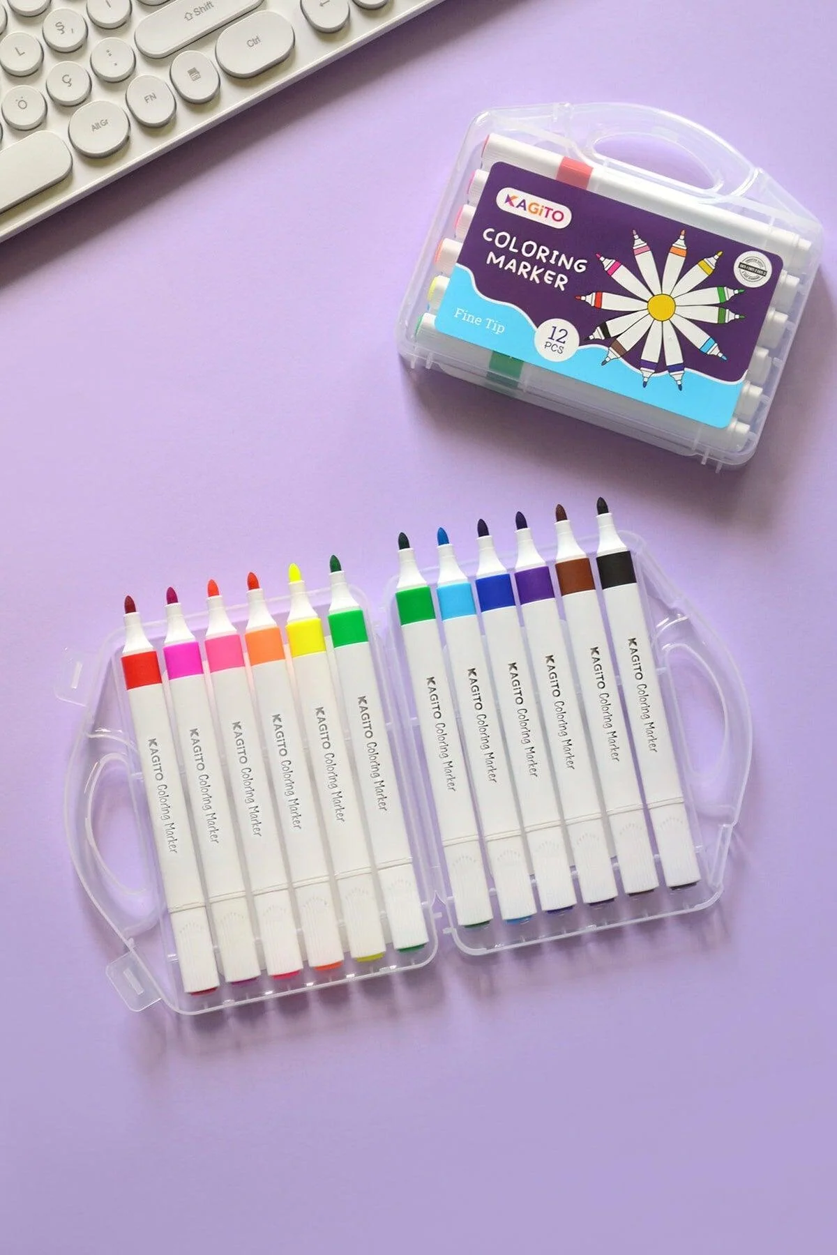 12-piece washable marker set for drawing and coloring