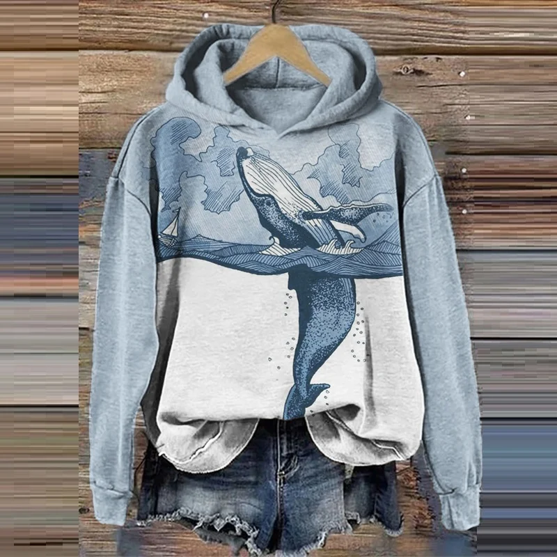 Comfy Striped Plus-Size Hooded Casual Pullover